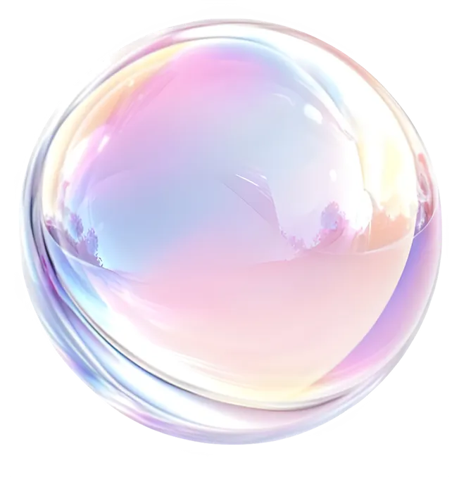 Colorful translucent bubble with a soft gradient, representing the innovative and creative aspects of personalized learning and course creation on the ORO AI platform.